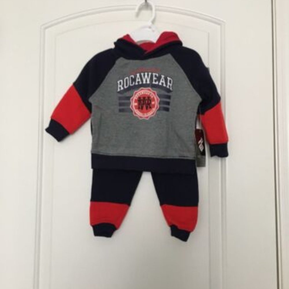 ROCAWEAR  Baby Boy's 2 Pc Jogging Set Hoodie Track Suit Sz 3/6M